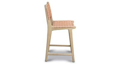 Sgabello da bar Banda in teak e pelle