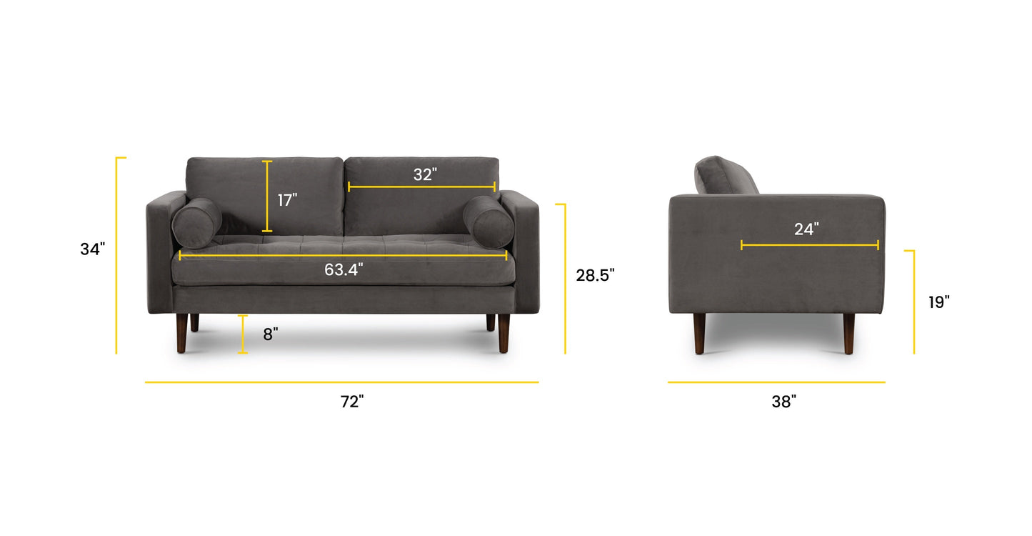 Divano da appartamento in velluto Napa 72
