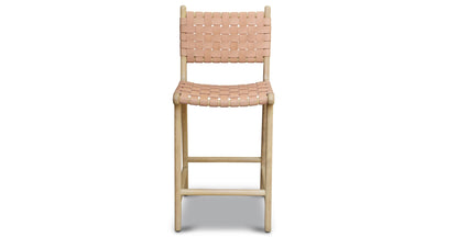 Sgabello da bar Banda in teak e pelle