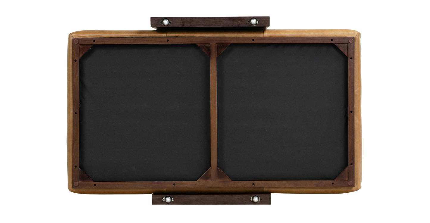 Pouf in pelle Jarmo con tavolo in noce