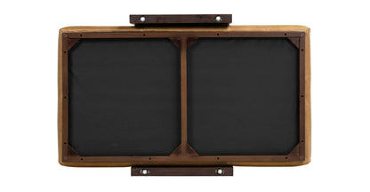 Pouf in pelle Jarmo con tavolo in noce