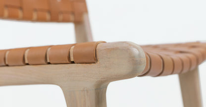 Sgabello da bar Banda in teak e pelle