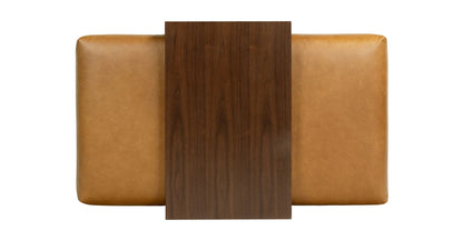 Pouf in pelle Jarmo con tavolo in noce